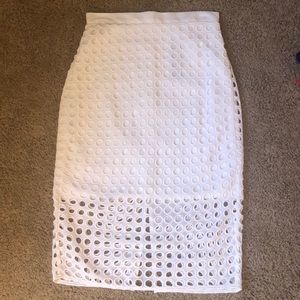Banana Republic White Eyelet Pencil Skirt Sz4Tall